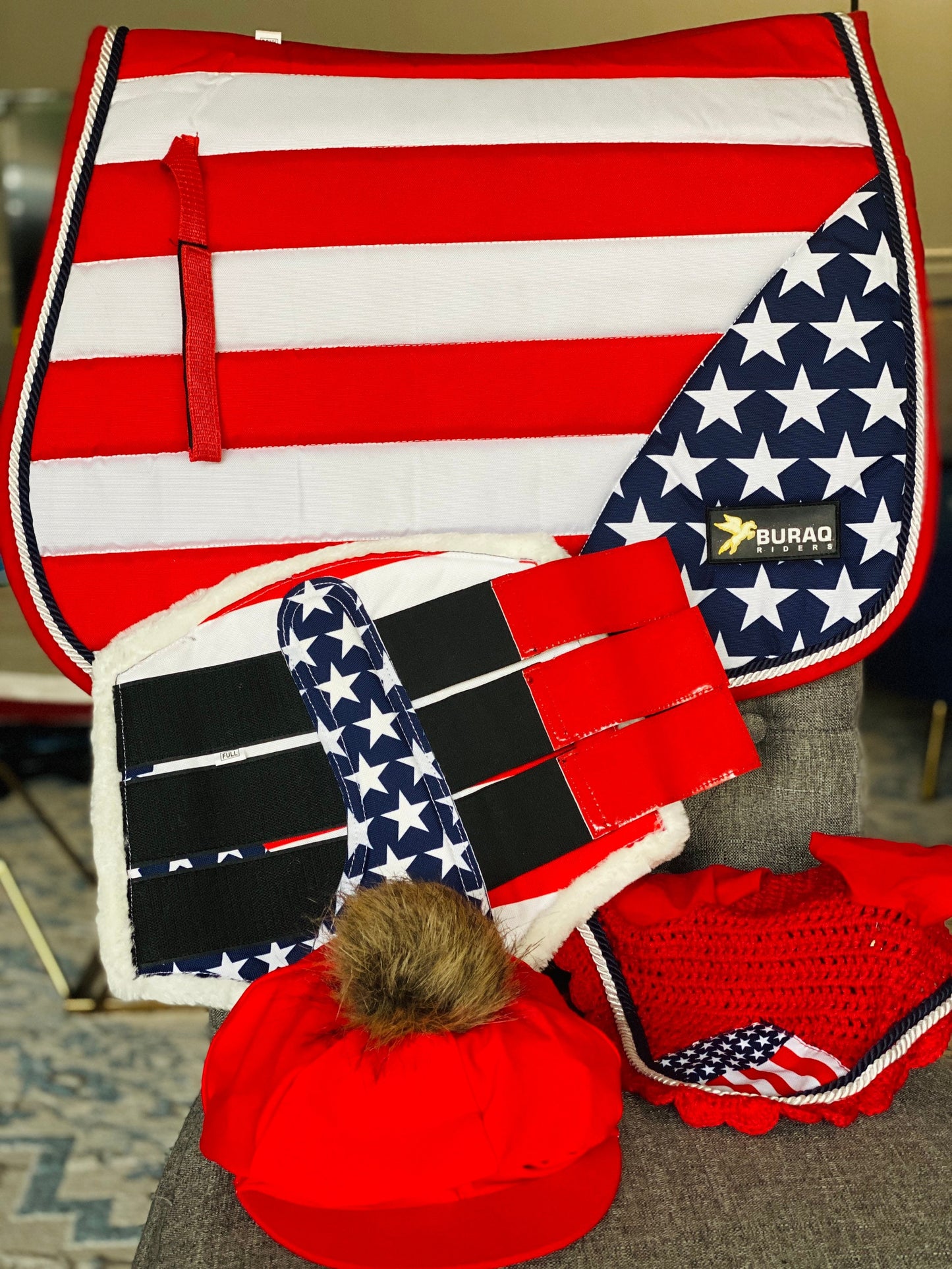 All Purpose US Flag 4th of July Special Saddle Pads in Dressage Jump & Close Cut