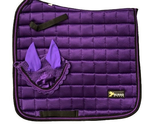 Luxury Hand stitched All Purpose Saddle Pad sets in Satin Fabric Matching Pad Bonnet with Brushing boots