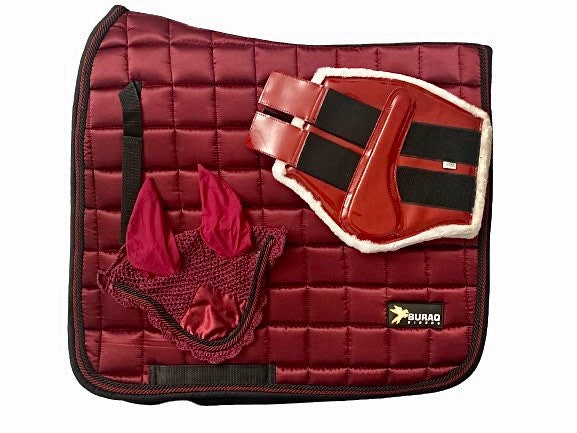 Luxury Hand stitched All Purpose Saddle Pad sets in Satin Fabric Matching Pad Bonnet with Brushing boots