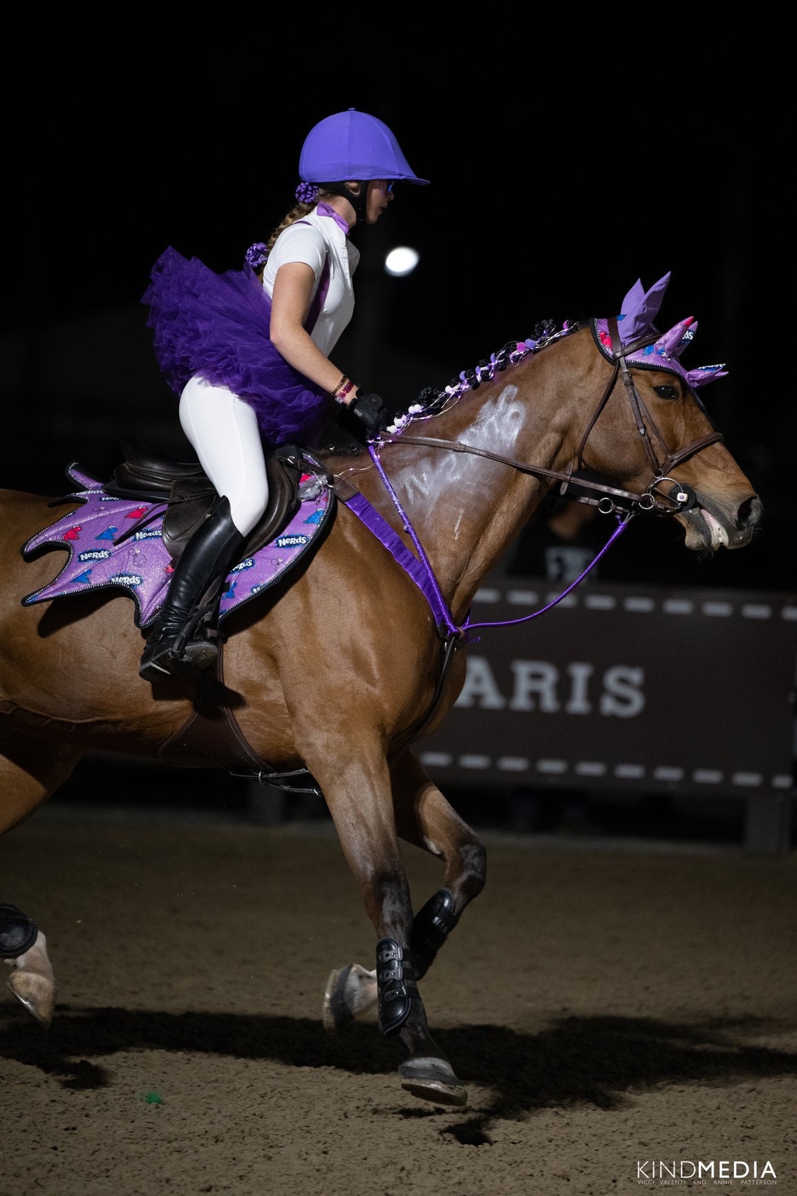 Glittery Candy themed Saddle Pad set; Stylish Dragon Wing Saddle Pads for Horse with Matching Ear Bonnet with Horns & Brushing boots