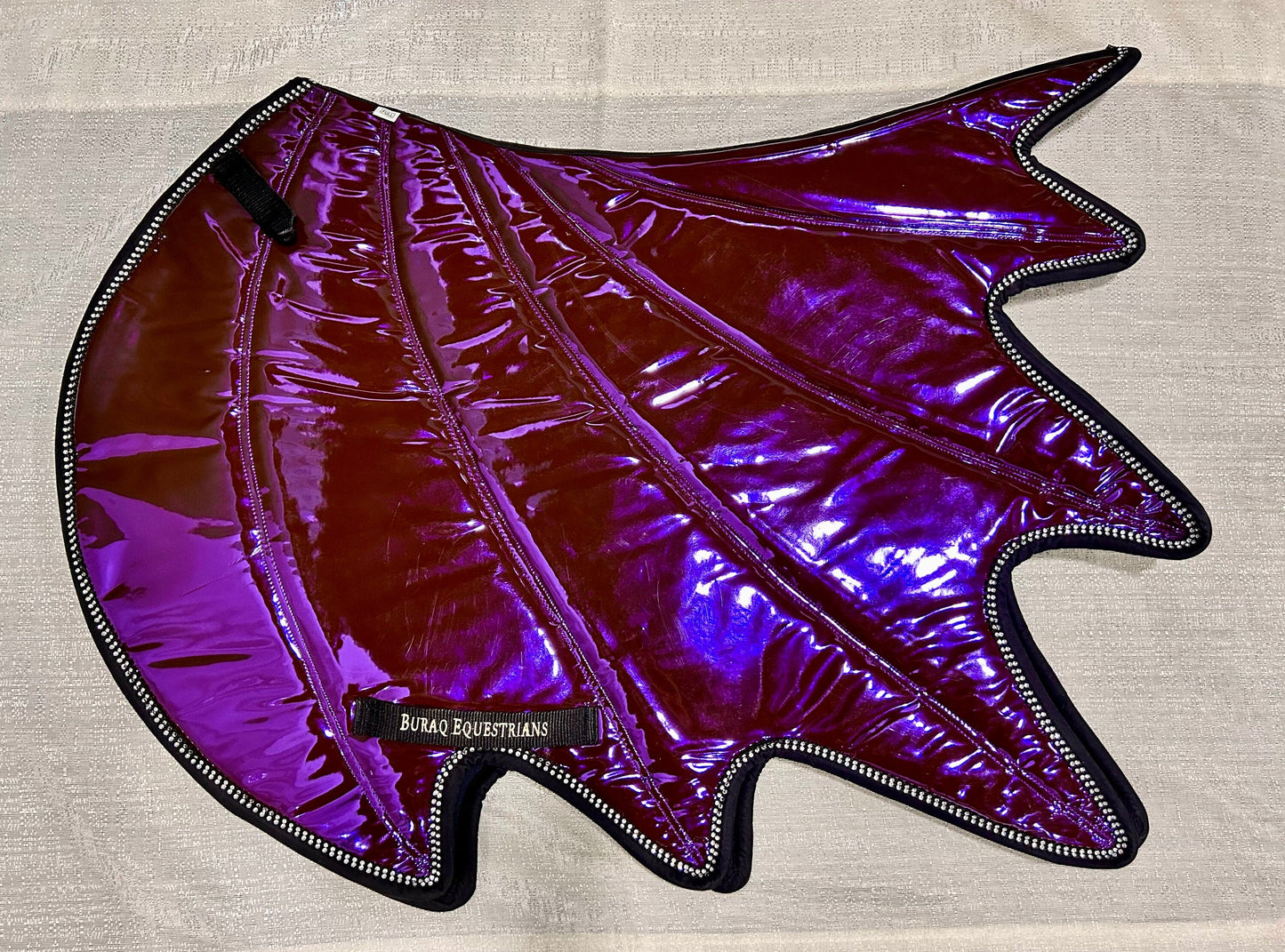 Glamorous Spring Special Holographic Faux Leather Dragon Wings and Matchy Ear Bonnet with Horns & Rhinestones